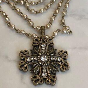 Virgins Saints & Angels Gold and Pearl Necklace